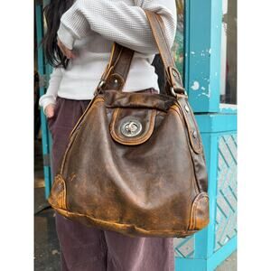 Marc Jacobs Brown Distressed Leather Bowler Bag AS IS